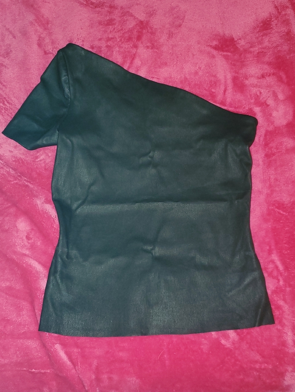 Leather Helmut Lang Black Asymmetrical One-Shoulder Tank